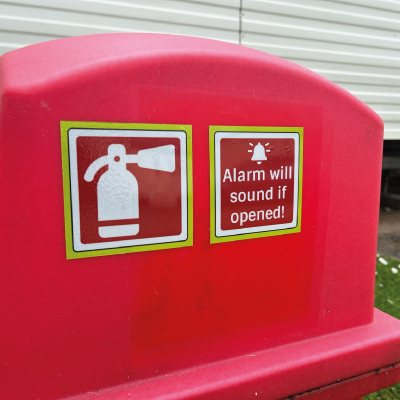 Health and safety signage on fire point