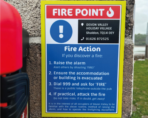 Fire action sign