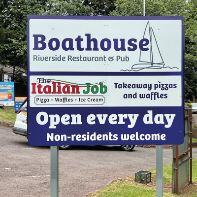 Exterior sign for restaurant